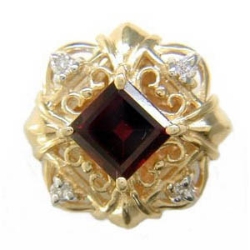 B2897 14K SQ GARNET DIAMOND SLIDE 
